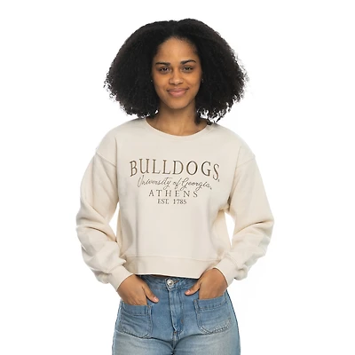 Women's ZooZatz Tan Georgia Bulldogs Cropped Crewneck Sweatshirt