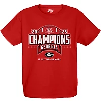 Youth Blue 84 Red Georgia Bulldogs 2025 SEC Football Champions Locker Room T-Shirt