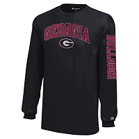 T-shirt à manches longues avec logo vieilli Georgia Bulldogs Black Youth Champion