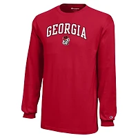 T-shirt à manches longues avec Logo Arch Over des Bulldogs de Géorgie rouges, champion la jeunesse