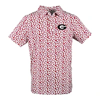 Youth Garb Red Georgia Bulldogs Tom Allover Print Performance Polo