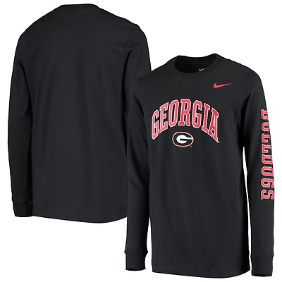 T-shirt à manches longues Nike Georgia Bulldogs Arch & Logo 2-Hit pour jeune