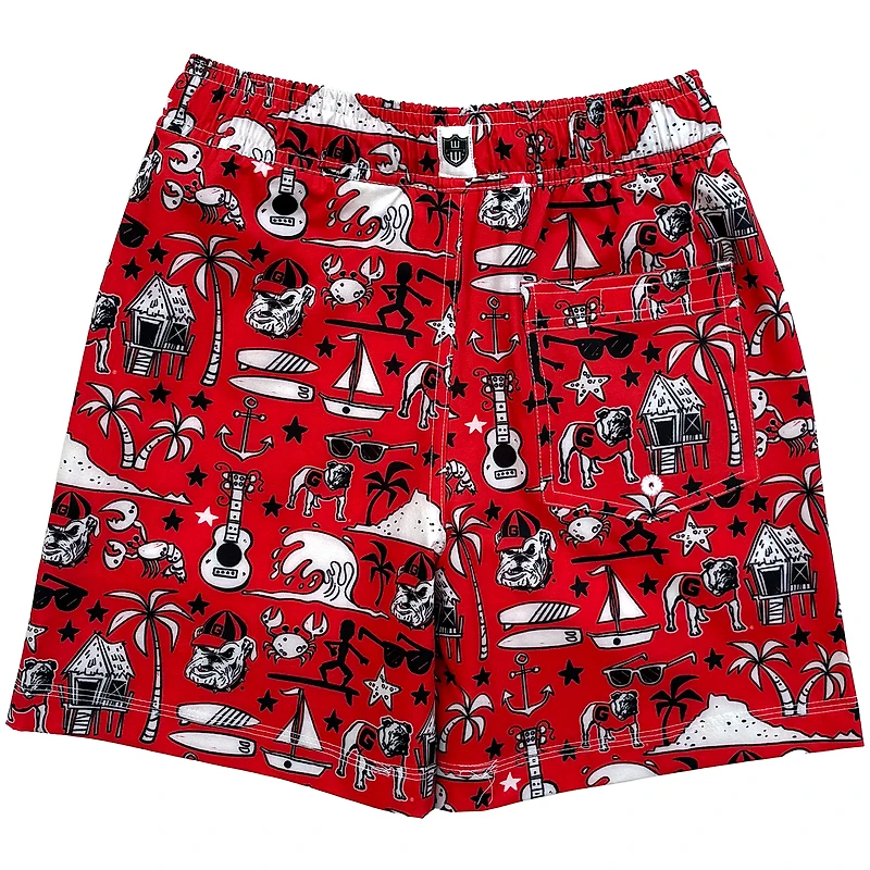 Youth Wes & Willy Red Georgia Bulldogs Luau Swim Trunks