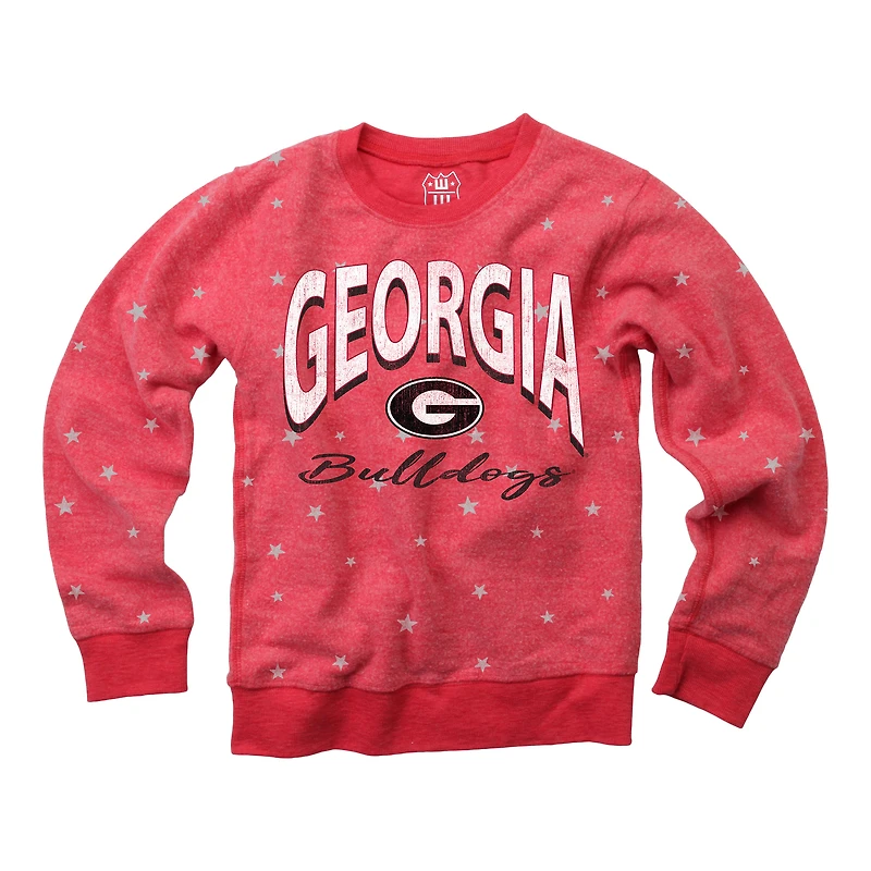 Sweat-shirt à enfiler en molleton raglan étoiles inversées Shimmer Star Red Georgia Bulldogs pour jeunes Wes & Willy