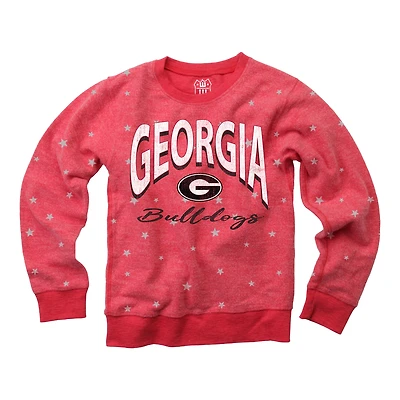 Sweat-shirt à enfiler en molleton raglan étoiles inversées Shimmer Star Red Georgia Bulldogs pour jeunes Wes & Willy