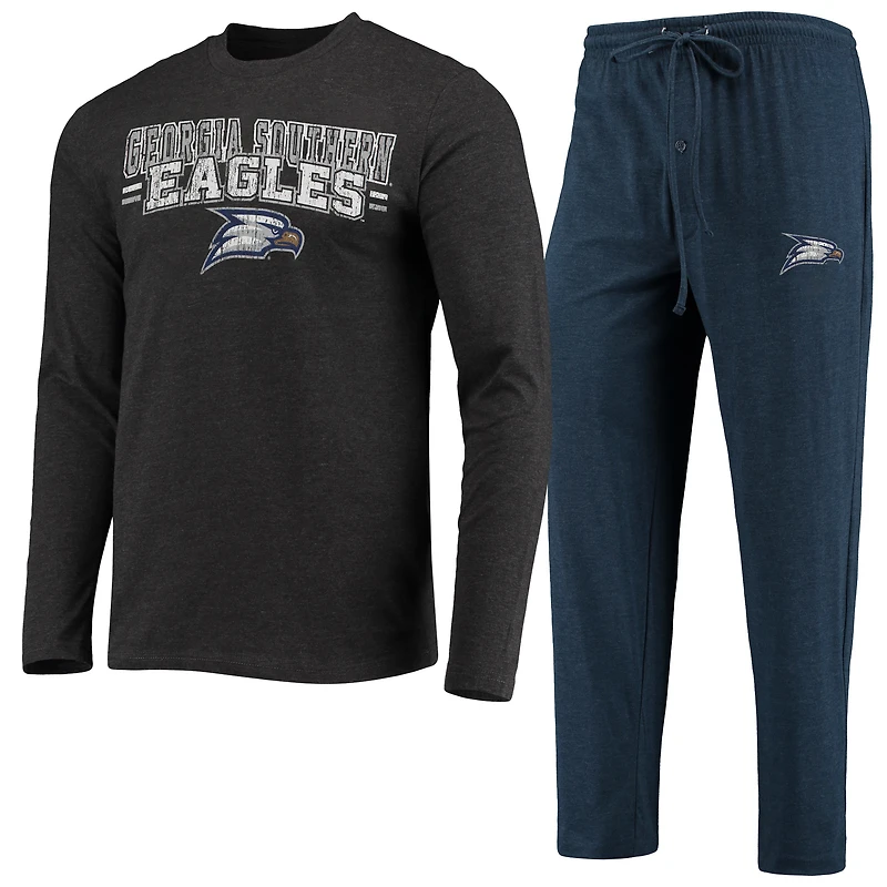 Men's Concepts Sport Navy/Heathered Charcoal Georgia Southern Eagles Meter Long Sleeve Top & Pants Sleep Set