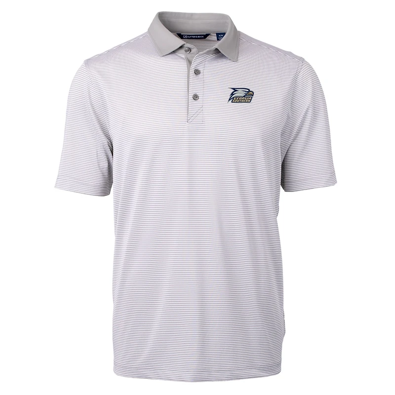 Polo recyclé à micro-rayures en piqué écologique pour homme, couleur gris/blanc, des Georgia Southern Eagles, de coupe et taille grande, Virtue