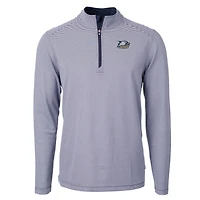 Men's Cutter & Buck  Navy/White Georgia Southern Eagles Big Tall Virtue Eco Pique Micro Stripe Recycled Quarter-Zip Pullover Top