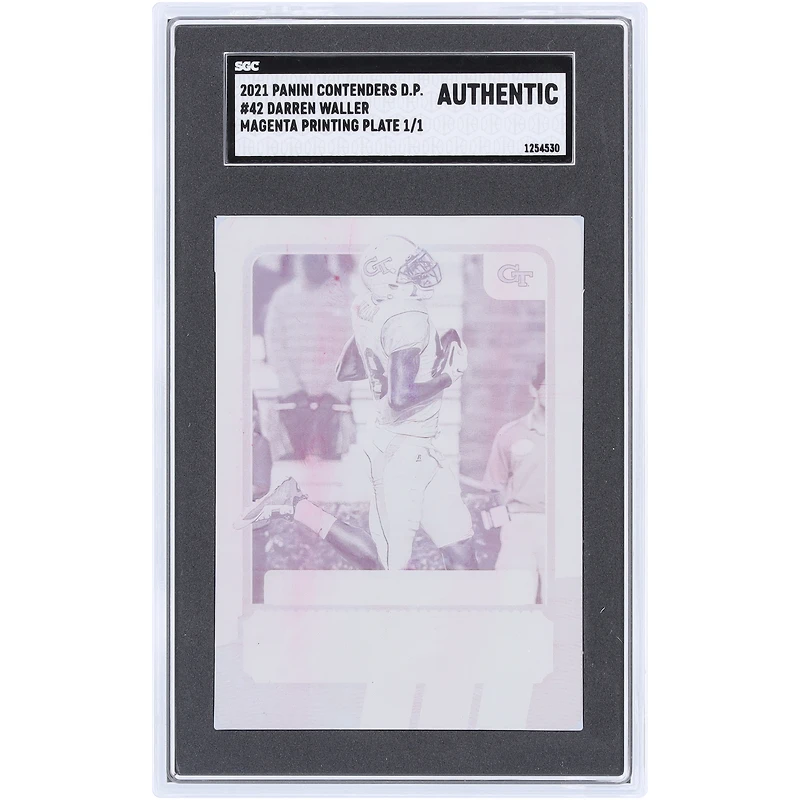 Darren Waller Georgia Tech Yellow Jackets 2021 Panini Contenders Draft Picks Magenta Printing Plate #42 #1/1 SGC Authenticated Auth Card