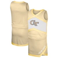 Ensemble haut et jupe de pom-pom girl pour filles Youth Colosseum Gold Georgia Tech Yellow Jackets