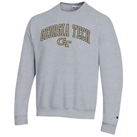 Men's Champion  Heather Gray Georgia Tech Yellow Jackets Arch Over Logo Pullover Sweatshirt