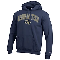 Sweat à capuche logo Arch Over pour homme Champion Navy Georgia Tech Yellow Jackets