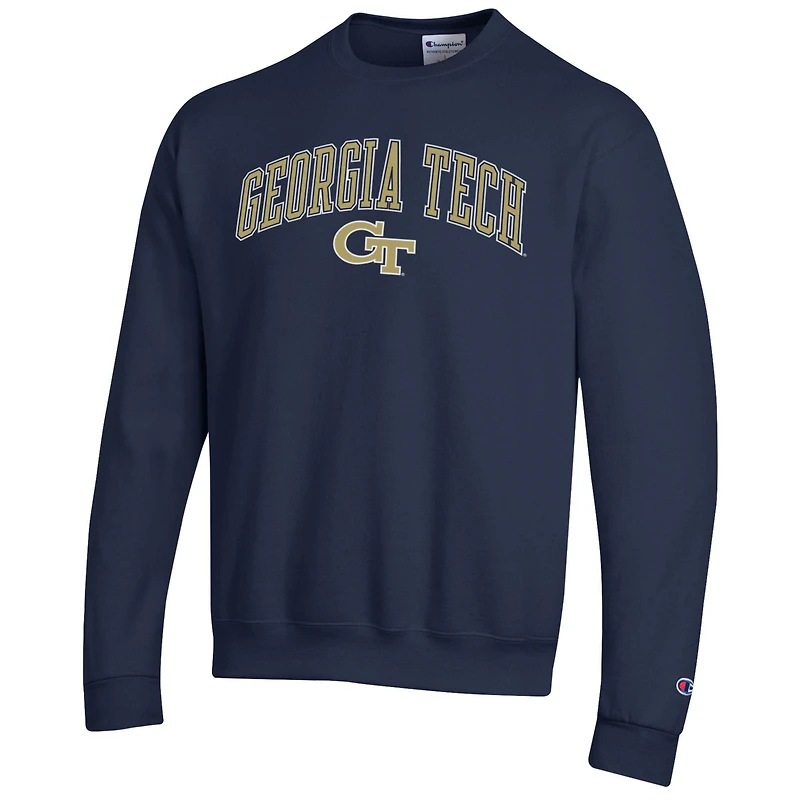Men's Champion  Heather Gray Georgia Tech Yellow Jackets Arch Over Logo Pullover Sweatshirt