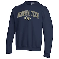 Men's Champion  Heather Gray Georgia Tech Yellow Jackets Arch Over Logo Pullover Sweatshirt