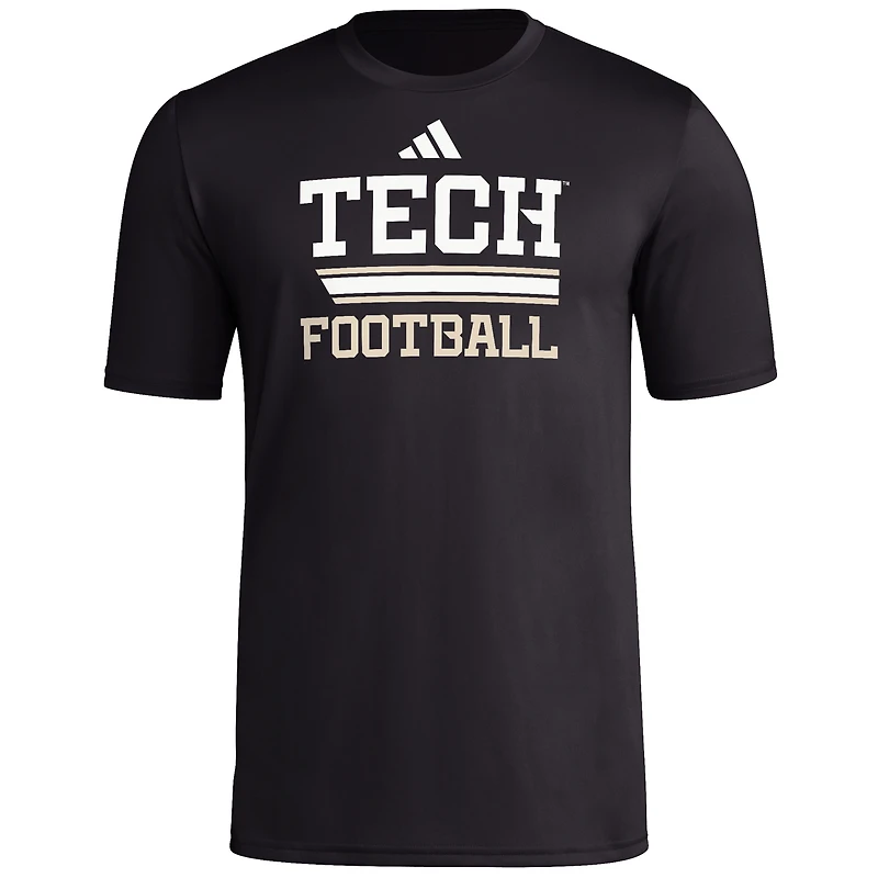Men's adidas  Black Georgia Tech Yellow Jackets Sideline Strategy Glow Pregame T-Shirt