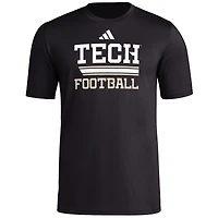 Men's adidas  Black Georgia Tech Yellow Jackets Sideline Strategy Glow Pregame T-Shirt