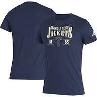 T-shirt à trois mélanges pour homme adidas bleu marine Georgia Tech Yellow Jackets Along The Shadow