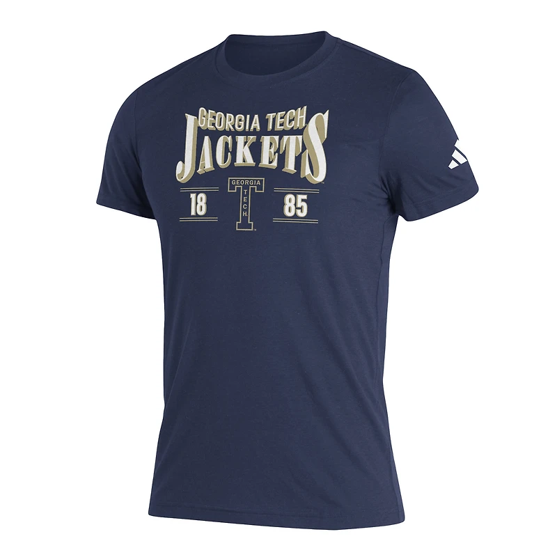 T-shirt à trois mélanges pour homme adidas bleu marine Georgia Tech Yellow Jackets Along The Shadow