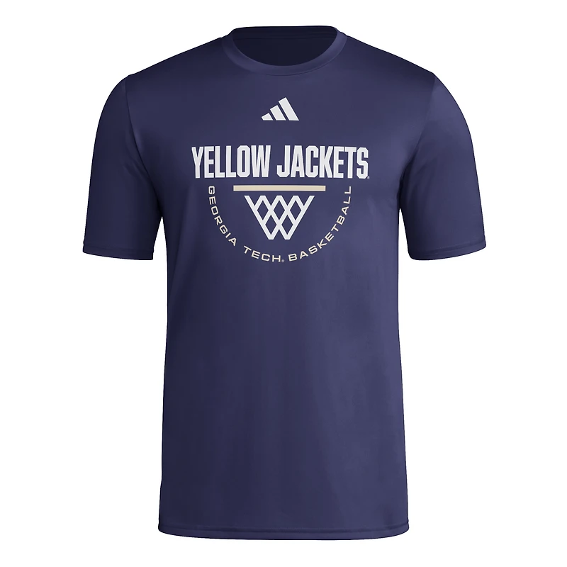 Men's adidas Navy Georgia Tech Yellow Jackets Basketball Practice Net Arch Pregame T-Shirt