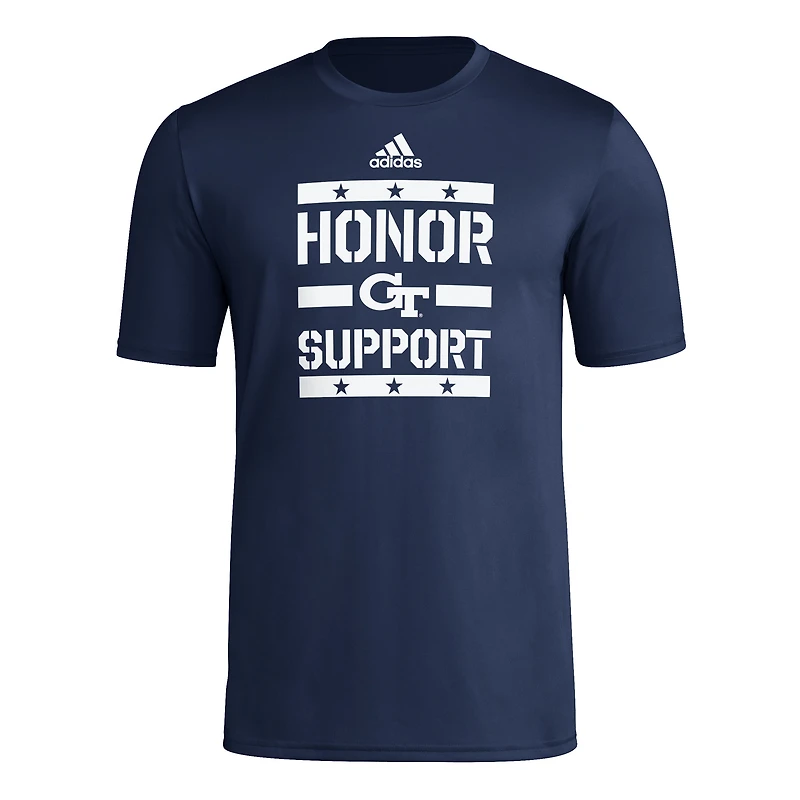Men's adidas Navy Georgia Tech Yellow Jackets Honor & Support Pre-Game T-Shirt
