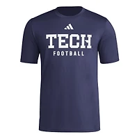 T-shirt d'entraînement de football américain adidas bleu marine Georgia Tech Yellow Jackets pour homme