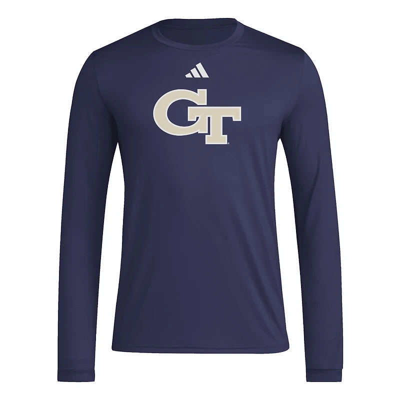 Men's adidas Navy Georgia Tech Yellow Jackets Primary Locker Logo Pre-Game Long Sleeve T-Shirt