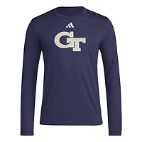 Men's adidas Navy Georgia Tech Yellow Jackets Primary Locker Logo Pre-Game Long Sleeve T-Shirt