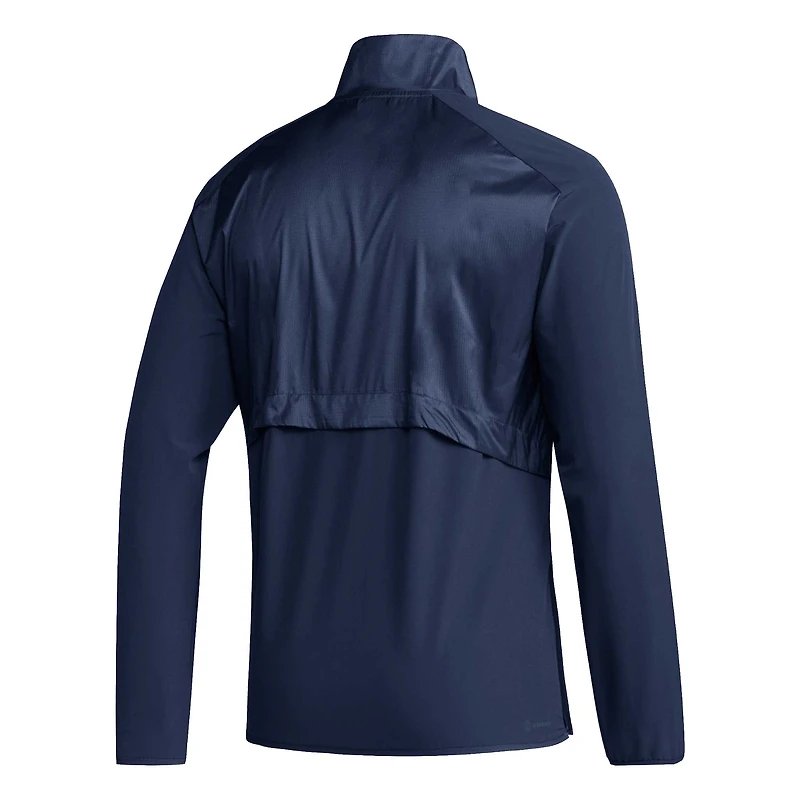 Men's adidas Navy Georgia Tech Yellow Jackets Sideline AEROREADY Raglan Sleeve Quarter-Zip Jacket