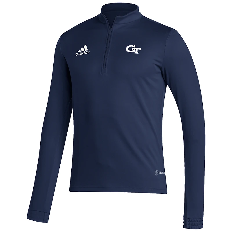 Men's adidas Navy Georgia Tech Yellow Jackets Sideline Entrada22 Quarter-Zip Pullover Top