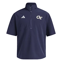 Pull à manches courtes tissé zippé quart de tour adidas bleu marine Georgia Tech Yellow Jackets pour homme