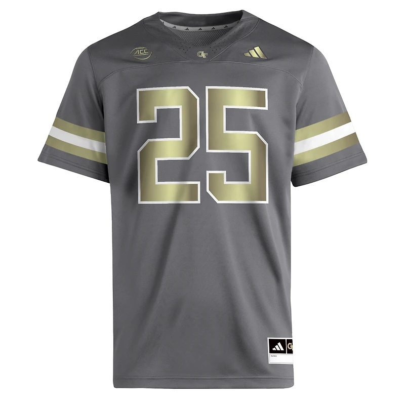 Men's adidas #25 Gray Georgia Tech Yellow Jackets Premier Jersey