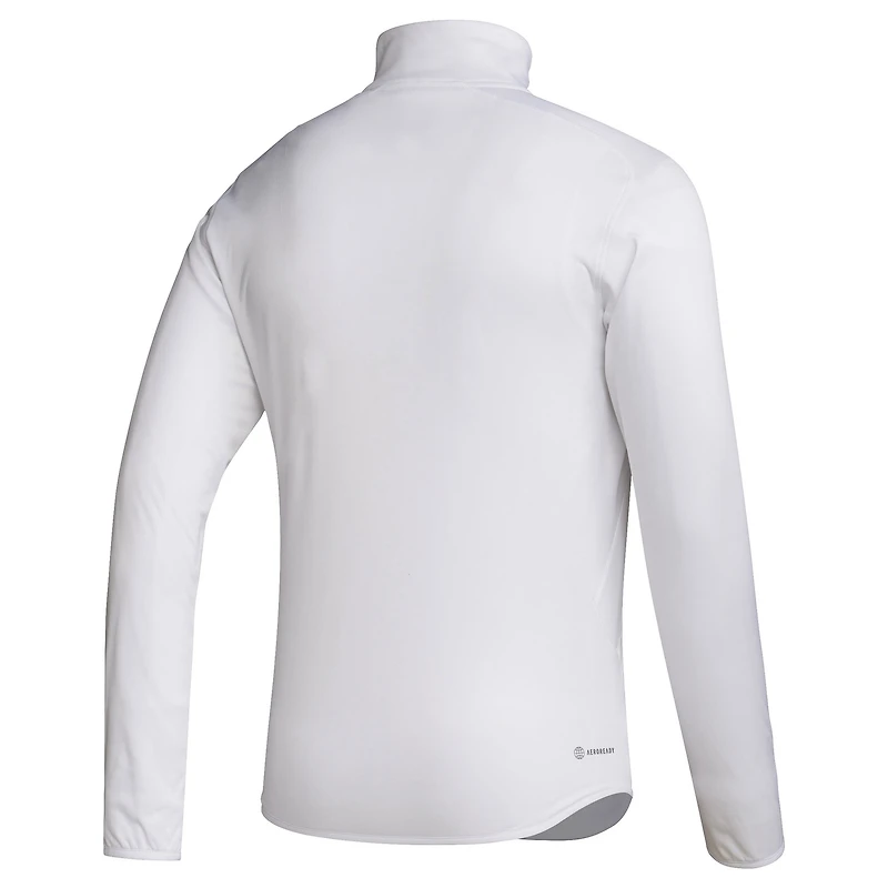 Men's adidas White Georgia Tech Yellow Jackets Sideline Stadium Knit Quarter-Zip Pullover Top