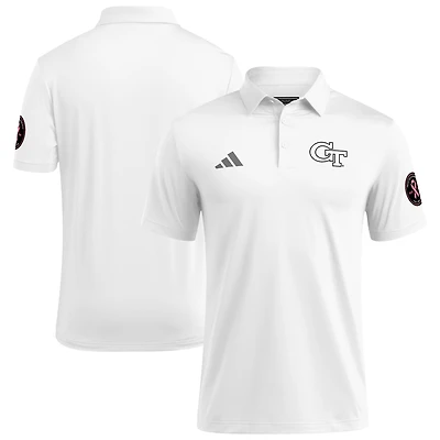 Men's adidas White Georgia Tech Yellow Jackets Wear Pink Breast Cancer Awareness Polo