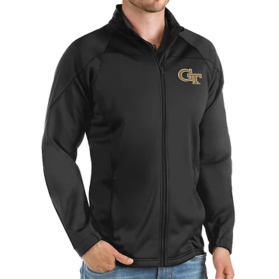 Veste de golf zippée intégrale Antigua Black Georgia Tech Yellow Jackets pour homme