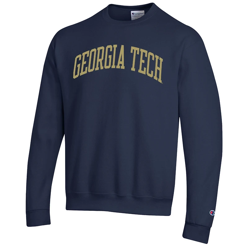 Sweat-shirt en polaire Basic Arch bleu marine Champion pour homme des Yellow Jackets de Georgia Tech