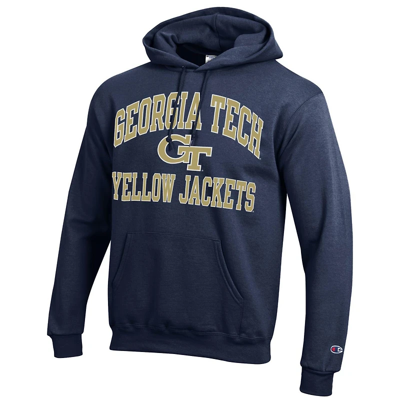 Sweat à capuche Champion Navy Georgia Tech Yellow Jackets High Motor pour homme