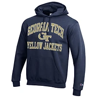 Sweat à capuche Champion Navy Georgia Tech Yellow Jackets High Motor pour homme
