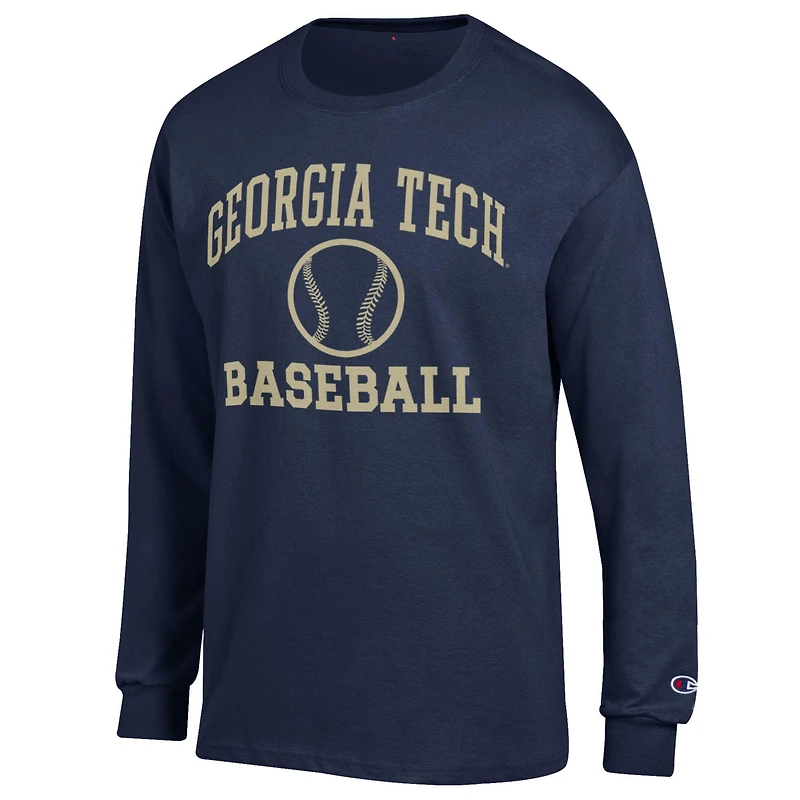 Men's Champion  Navy Georgia Tech Yellow Jackets Icon Baseball Long Sleeve T-Shirt