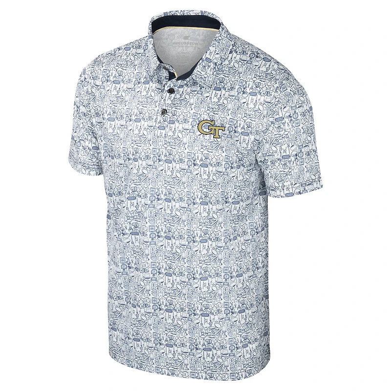 Polo à imprimé intégral pour homme Colosseum Blue Georgia Tech Yellow Jackets It's Time!
