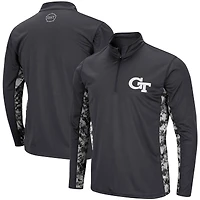 Men's Colosseum Charcoal Georgia Tech Yellow Jackets OHT Military Appreciation Digital Camo Lightweight Quarter-Zip Pullover
