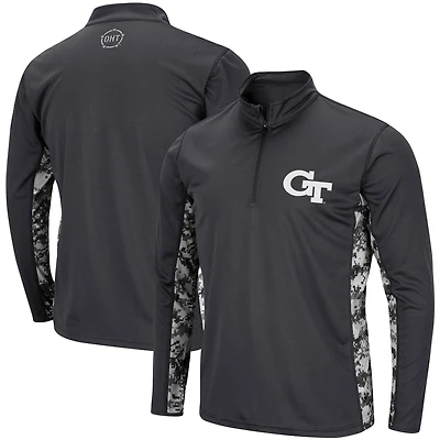 Colosseum Charcoal Georgia Tech Yellow Vestes pour hommes OHT Military Appreciation Digital Camo Lightweight Quarter-Zip Pullover