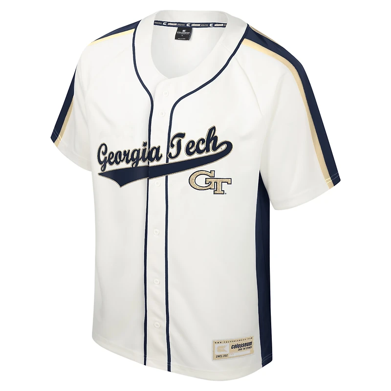 Colosseum Cream Georgia Tech Yellow Jackets Maillot de baseball boutonné Ruth pour hommes