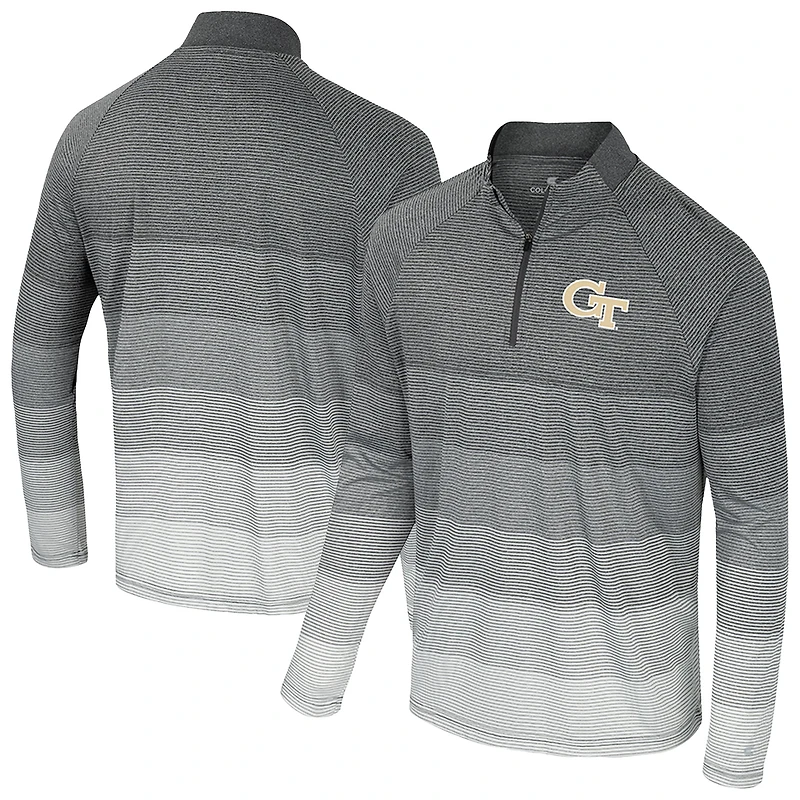 Coupe-vent raglan à fermeture éclair quart de tour en maille rayée AI pour homme, gris Colosseum, Georgia Tech Yellow Jackets