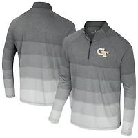 Coupe-vent raglan à fermeture éclair quart de tour en maille rayée AI pour homme, gris Colosseum, Georgia Tech Yellow Jackets