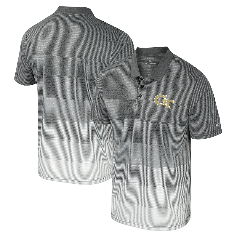 Men's Colosseum Gray Georgia Tech Yellow Jackets Striped Mesh Polo