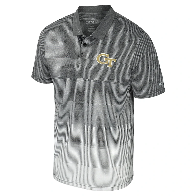 Men's Colosseum Gray Georgia Tech Yellow Jackets Striped Mesh Polo