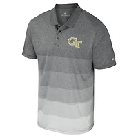 Men's Colosseum Gray Georgia Tech Yellow Jackets Striped Mesh Polo