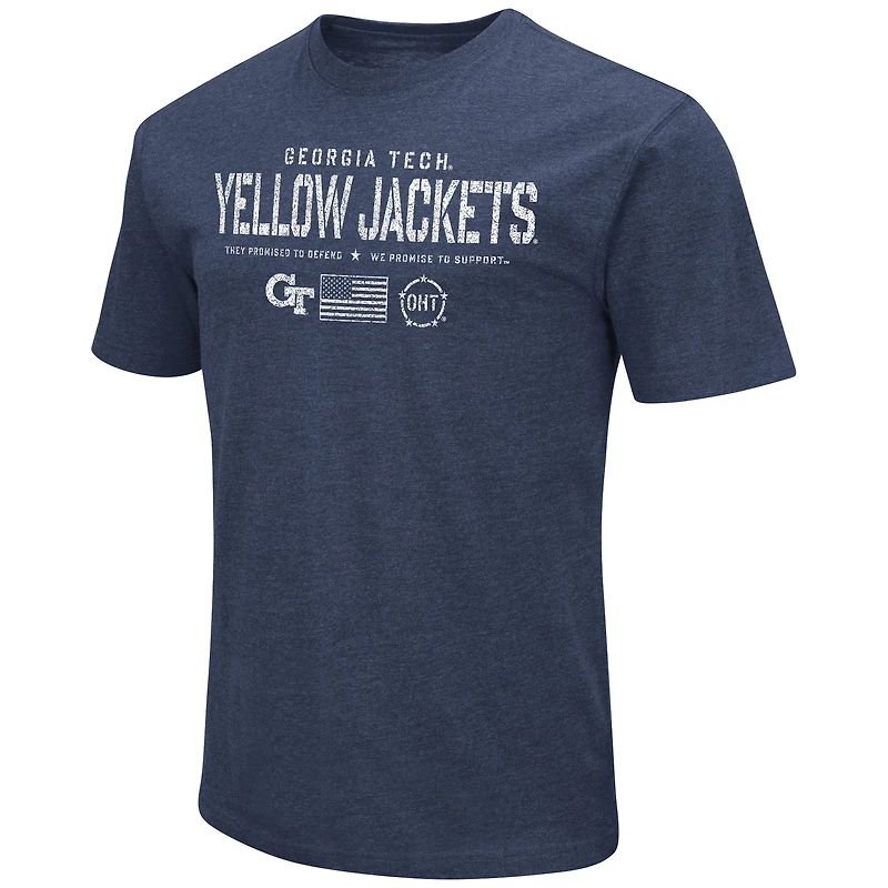T-shirt Colosseum Heather Navy Georgia Tech Yellow Jackets OHT Military Appreciation Flag 2.0 pour homme