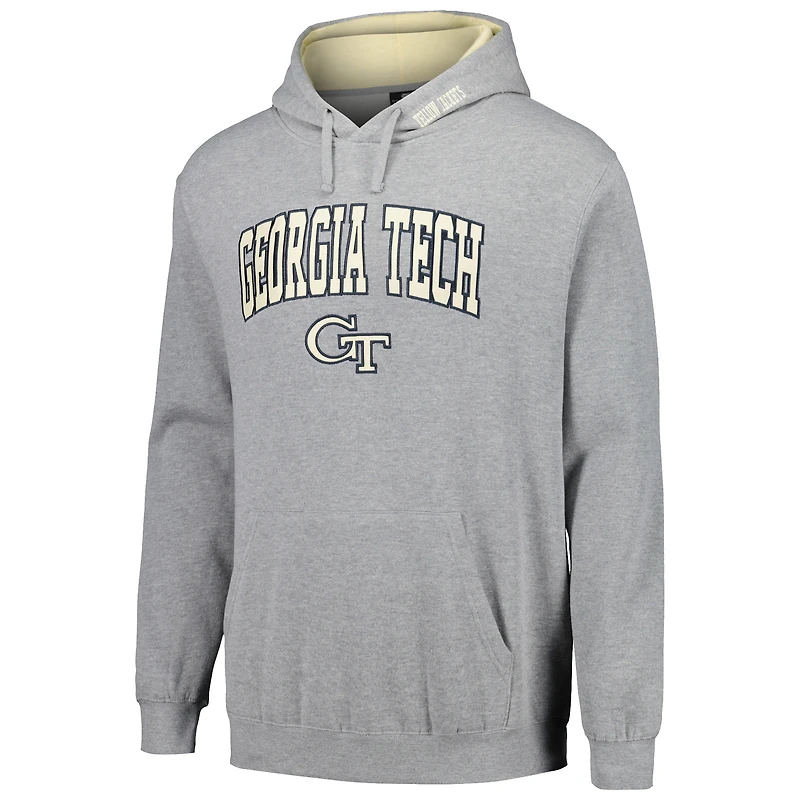 Sweat à capuche Colosseum Heathered Grey Georgia Tech Yellow Jackets Arch & Logo 3.0 pour homme