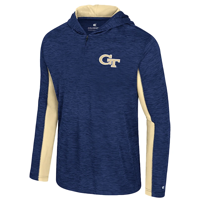 Men's Colosseum Navy Georgia Tech Yellow Jackets Always Sunny Quarter-Zip Hoodie